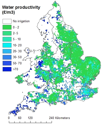 Irrigation water productivity (£/m<sup>3</sup>) [from Rey et al., 2016].